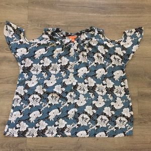 Joe Fresh Floral Blouse Cold Shoulder Plus Size 2X